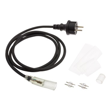 Kit d'accessoires pour tube lumineux, 13 mm, avec câble d'alimentation de 1,5 m, câble noir