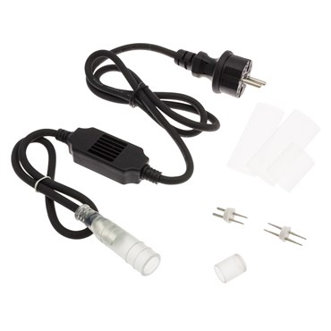 Zubehör-Kit für LED-Lichtschlauch 13 mm, 1,5 m, schwarz, mit Netzstecker