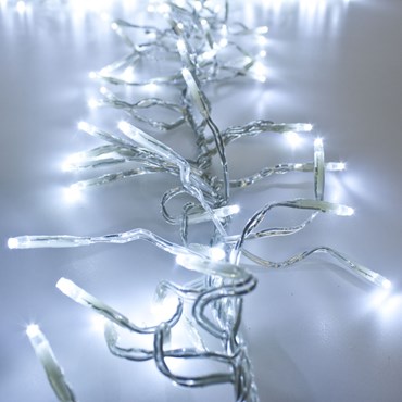 Cluster-Lichterkette 4,5 m, 450 Mini LEDs kaltweiß, transparentes Kabel, innen