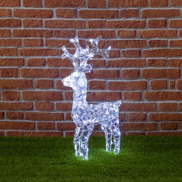 Acrylic Crystals Baby Reindeer Christmas Figure, h 70cm, 100 White LEDs