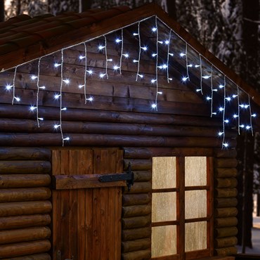 3 x h. 0.7m, 60 White LEDs Icicle, Clear Cable