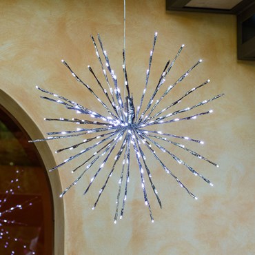60cm Silver Twigball Branch Lights, 200 White LEDs