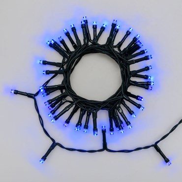 Guirnalda de luces a pilas 2,8 m, 48 Led azul, cable verde