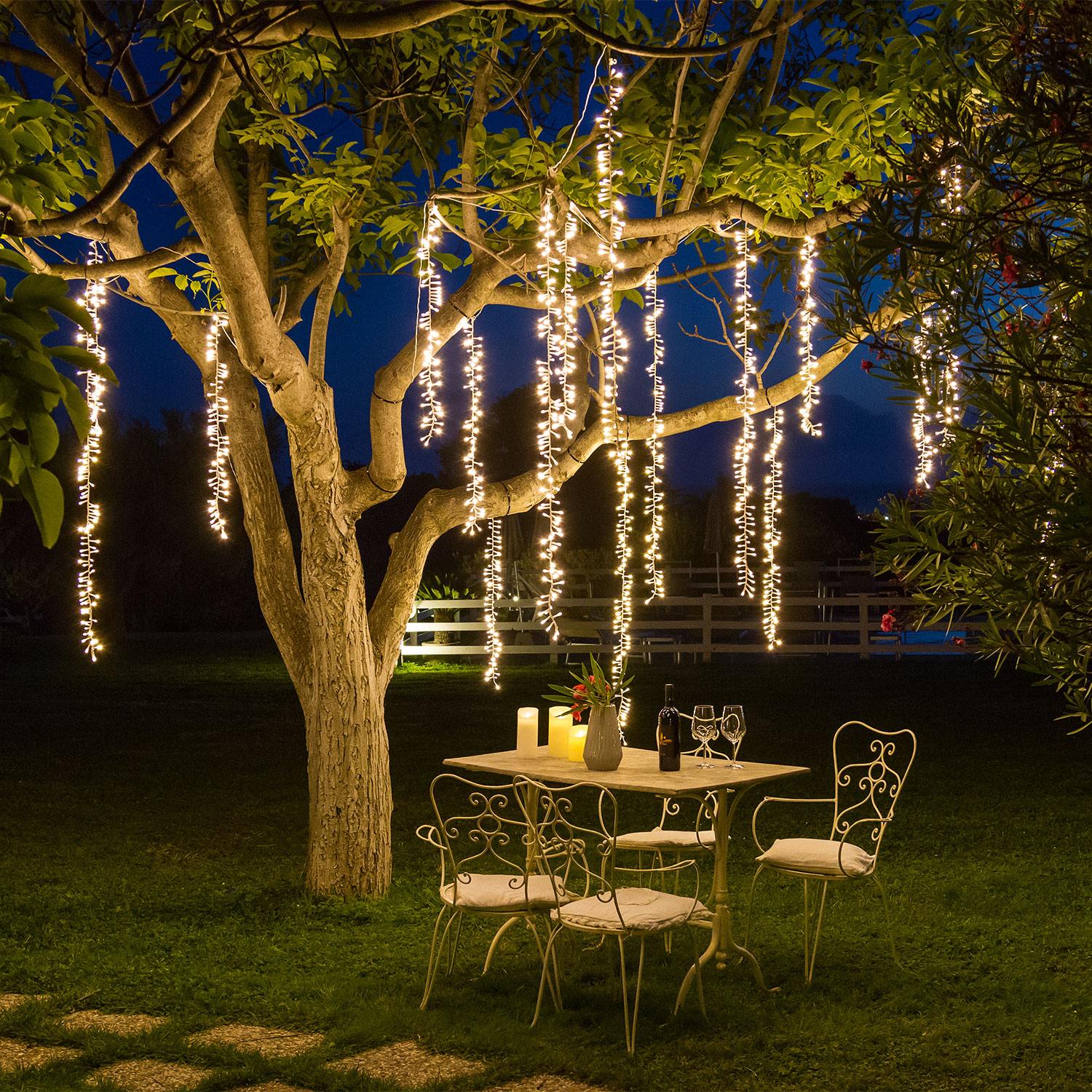 vertical hanging lights for trees