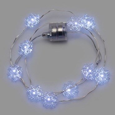60cm 10 White Microled  Brilly Necklace Battery Lights, with Snowflakes
