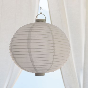 Lanterne lumineuse lampion en tissu plastifié blanc à pile, Ø 40 cm, 3 led blanc chaud