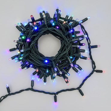 10m 120 Multi Coloured RGB Maxiled Multiflash Connectable String Lights, Green Cable, PML Series