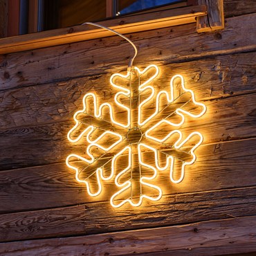Lichtschlauch-Schneeflocke mit Neon-Effekt, Ø 60 cm, 720 LEDs warmweiß