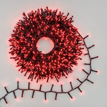 20.5m 1000 Red Led Mini Cluster String Lights, Green Cable