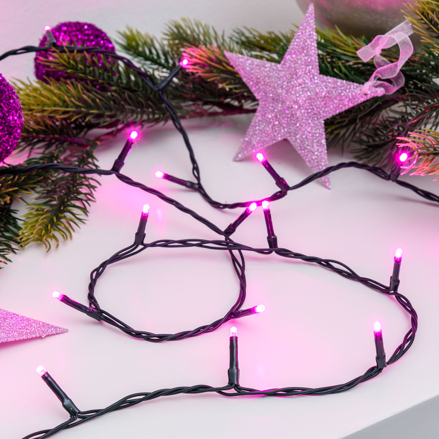 pink string of lights