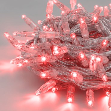 Lichterkette 10 m, 96 Maxi LEDs rot, transparentes Kabel, erweiterbar