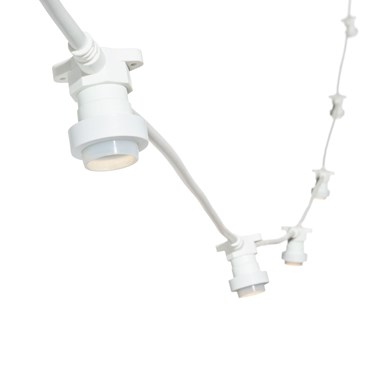 Lichterkette 5 m, 8 E27-Fassungen, weißes Kabel, erweiterbar