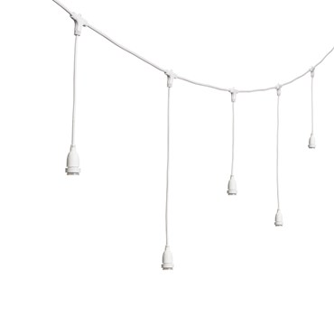 Guirlande Guinguette personnalisable avec 8 douilles E27 suspendues, h. 70 cm, 5 mètres, câble blanc, prolongeable