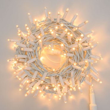 10m 200 Warm White Maxiled Flashled Connectable String Lights, White Cable, PML Series, IP67