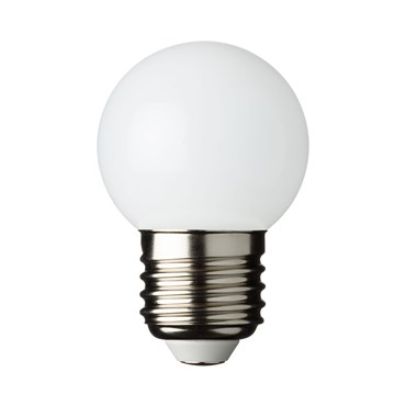 Vintage LED Globo Glühbirne aus weißem Kunststoff, 46 x h 70 mm, E27, warmweiß, 1,2W, 230V