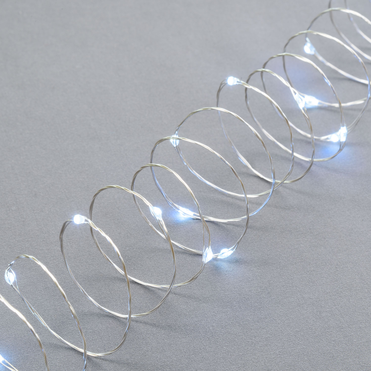 Silberdraht 100 LEDs LED-Lichterkette Timer Batteriebetrieb kaltweiß 