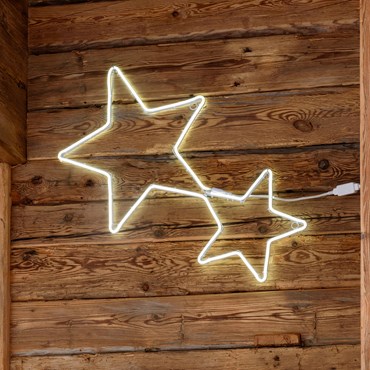 Double Sided Neon Twin Stars Lights SMD, 85 x h. 50 cm, 360 Leds White