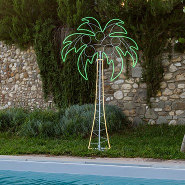 Lichtschlauch-Palme, h 200 cm, 1056 LEDs warmweiß und grün