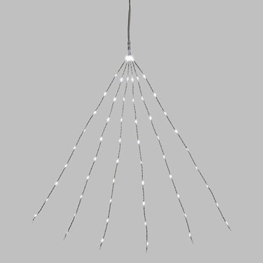 60cm 60 White MicroLEDs Battery Cascade of Light, Silver Metal Wire