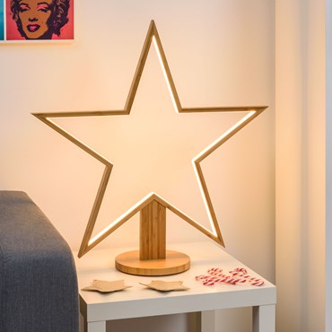 Estrella luminosa de madera con base Design Wood Light h. 75cm