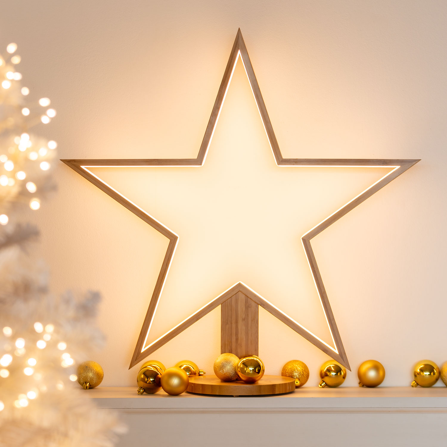 wooden light up star asda