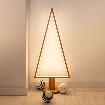 Design Wood Light, dreieckiger LED-Weihnachtsbaum aus Naturholz auf Fuß, h 75 cm, warmweiß, innen