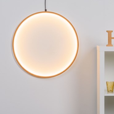 Design Wood Light, LED-Lichtkreis aus Naturholz, 57 cm, warmweiß, innen