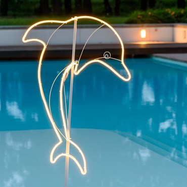 Lichtschlauch-Delfin, h 95 cm, 352 LEDs warmweiß, linke Seite