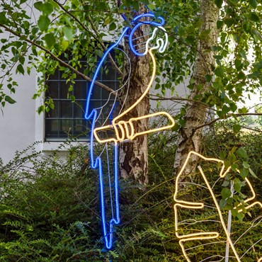 Lampada decorativa Pappagallo Blu in tubo effetto neon, lato sinistro, 120 cm, 472 led