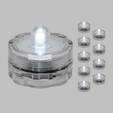 10 Bougies chauffe-plat led à piles submersibles, led blanc froid