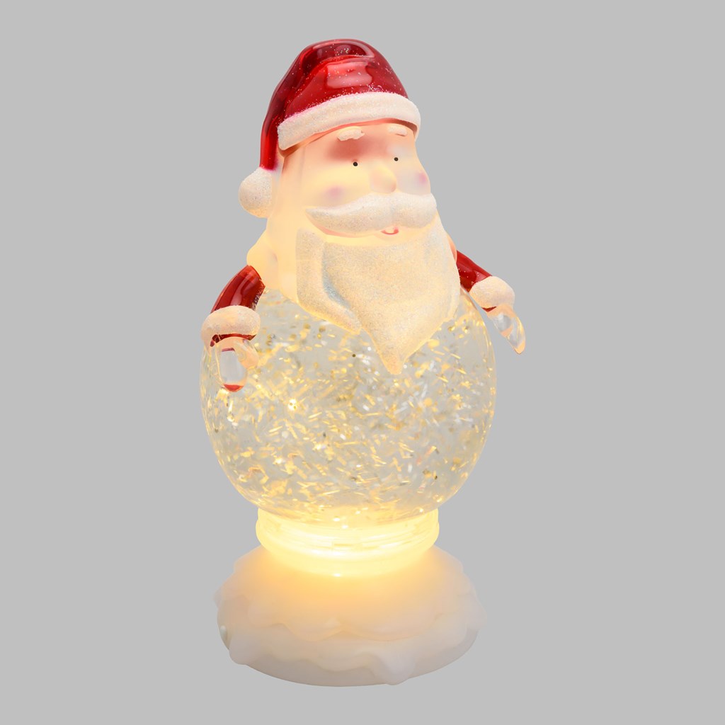 Babbo Natale 40 Cm.Babbo Natale Ghiaccio Con Glitter Scintillante In Movimento 21 Cm Led Bianco Caldo Figure A Batteria