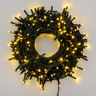 Lichterkette 18 m, 300 Mini LEDs Gold/Warmweiß, grünes Kabel