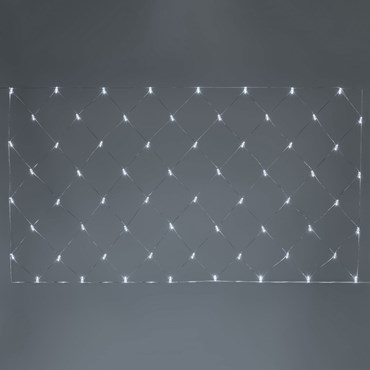 Lichternetz 2 x h 1 m, 64 Maxi LEDs kaltweiß, transparentes Kabel, erweiterbar