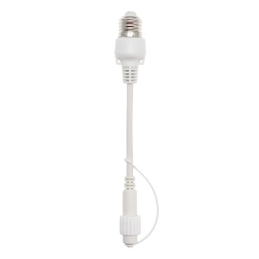 Verschlußkappe für Lampenfassung E27 mit PML Verbinder, 20 cm, weißes Kabel