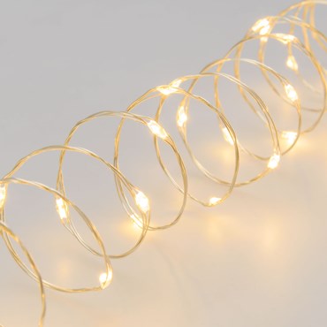 20m 400 Warm White MicroLEDs String Lights, Flashled, Silver Metal Wire