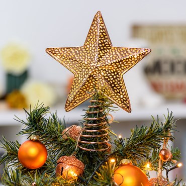 Estrella para árbol de Navidad luminosa cobre h. 23cm