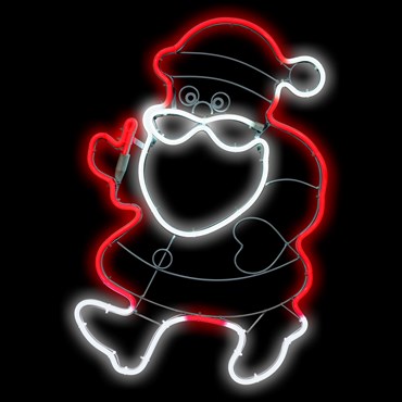 Lampe Père Noël en tube lumineux double face effet néon, 57 cm, 288 led rouge et blanc froid