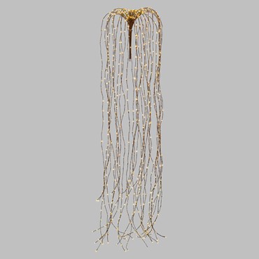 Branche de saule pleureur marron, h 200 cm, 800 microled blanc chaud, câble cuivré