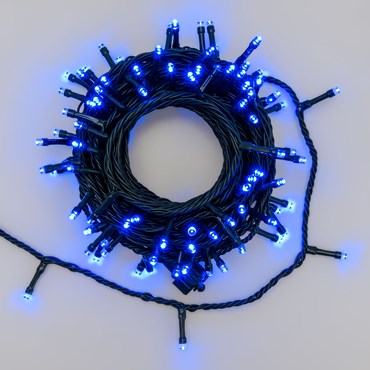 Smart Connect Lichterkette, 10 m, 100 LEDs blau, grünes Kabel, erweiterbar