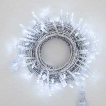 Catena Smart Connect, 10 metri, 100 led bianco freddo, cavo trasparente, prolungabile