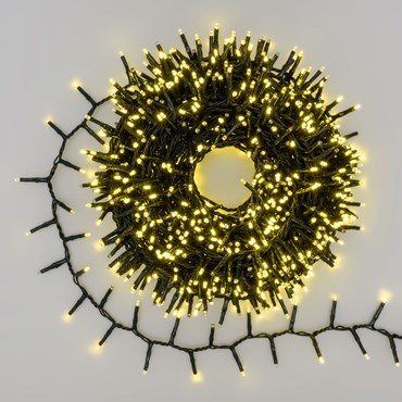 Guirlande Ruban de Lumière 20 m, 1000 miniled jaune or, câble vert, jeu de lumière automatique
