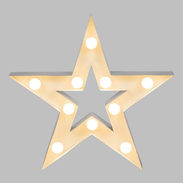 Estrella de metal blanco 60cm, con 10 portalámparas E14, bombillas no incluidas