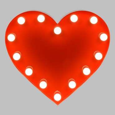 Corazón "repleto" de metal rojo 60cm, con 14 portalámparas E14, bombillas no incluidas
