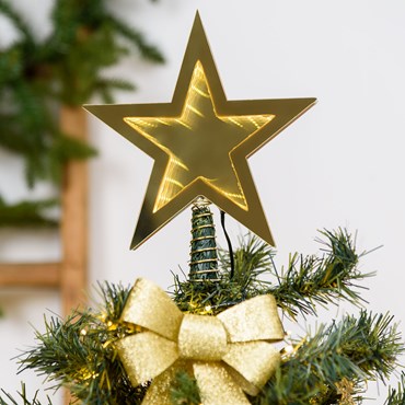Punta estrella para árbol navideño, efecto Infinity Mirror, Ø 20 cm, led blanco extra cálido