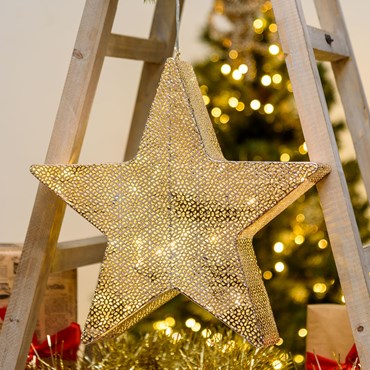 Ø 40 cm, 30 Warm White LEDs, Champagne Perforated Metal Star