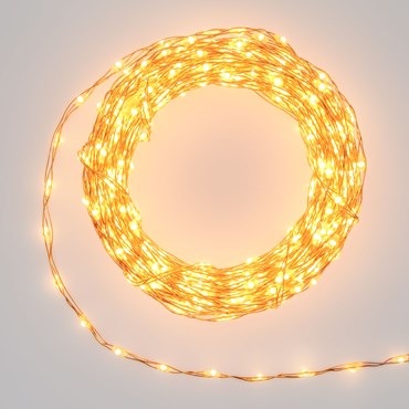 Lichterkette Light Line 10 m, 625 Micro LEDs extra warmweiß, kupferfarbener Metalldraht