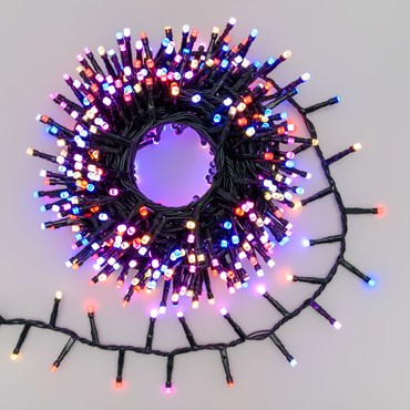 10m Ultra Bright MiniCluster Wonder String Lights, 500 RB and Warm White LEDs, Green cable, Connectable