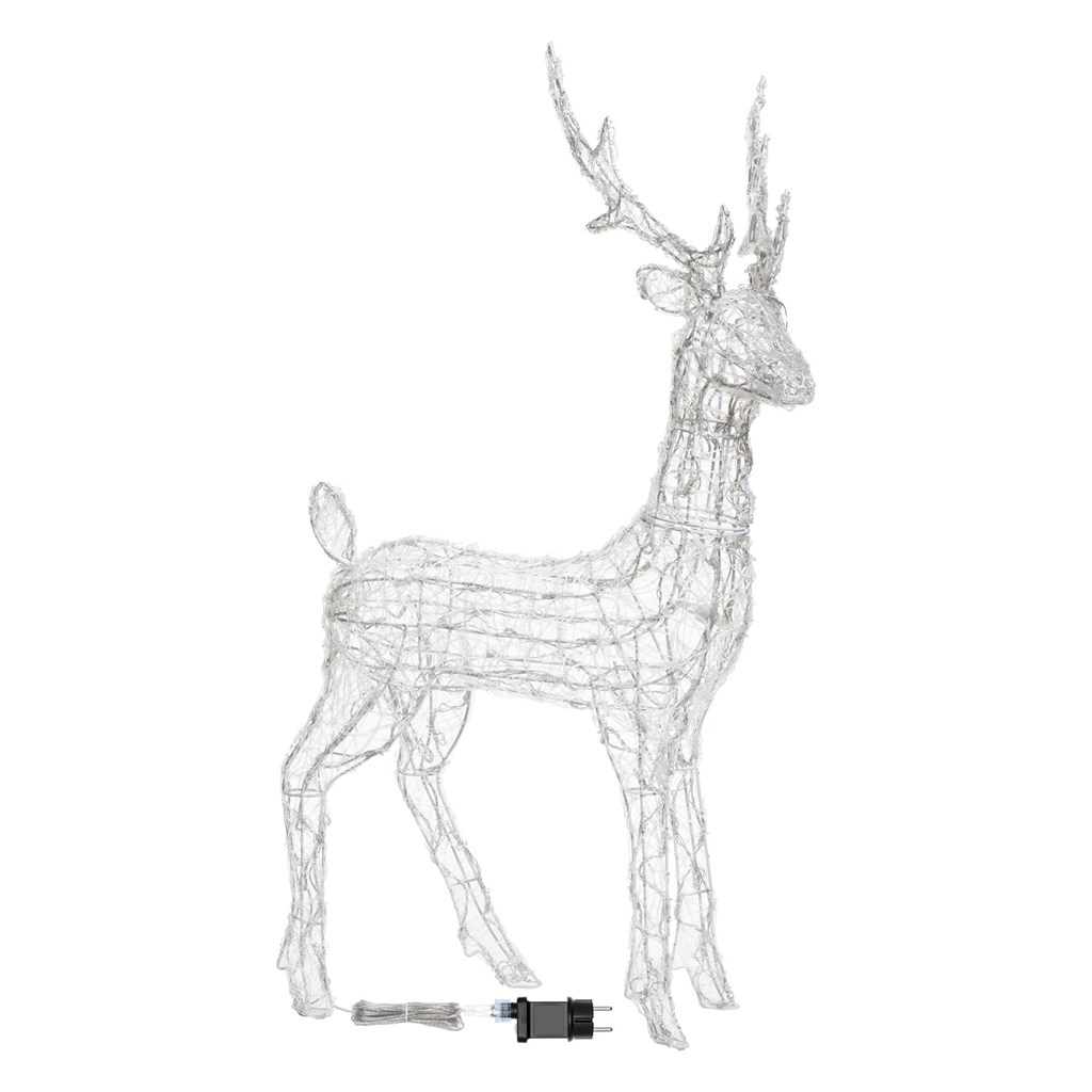 Acrylic Reindeer Christmas Figure, h 105 cm, 180 White LEDs, Timer - 3D  Figure Lights