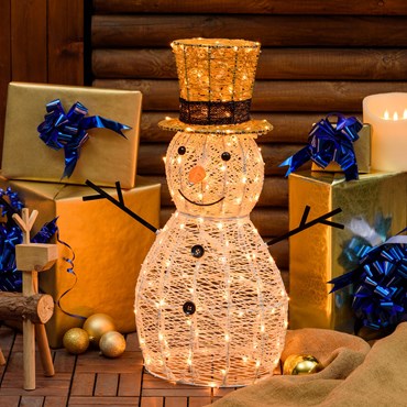 h 70 cm 160 Traditional Warm White LEDs Cream & Brown Snowman 3D Lights