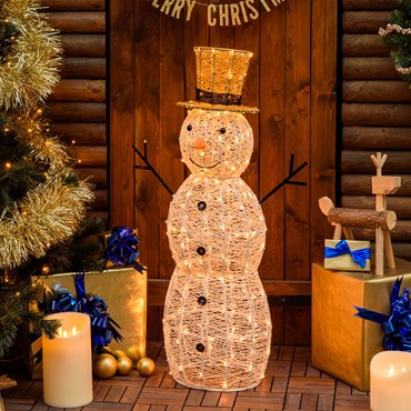 h 105 cm 220 Traditional Warm White LEDs Cream & Brown Snowman 3D Lights,Timer